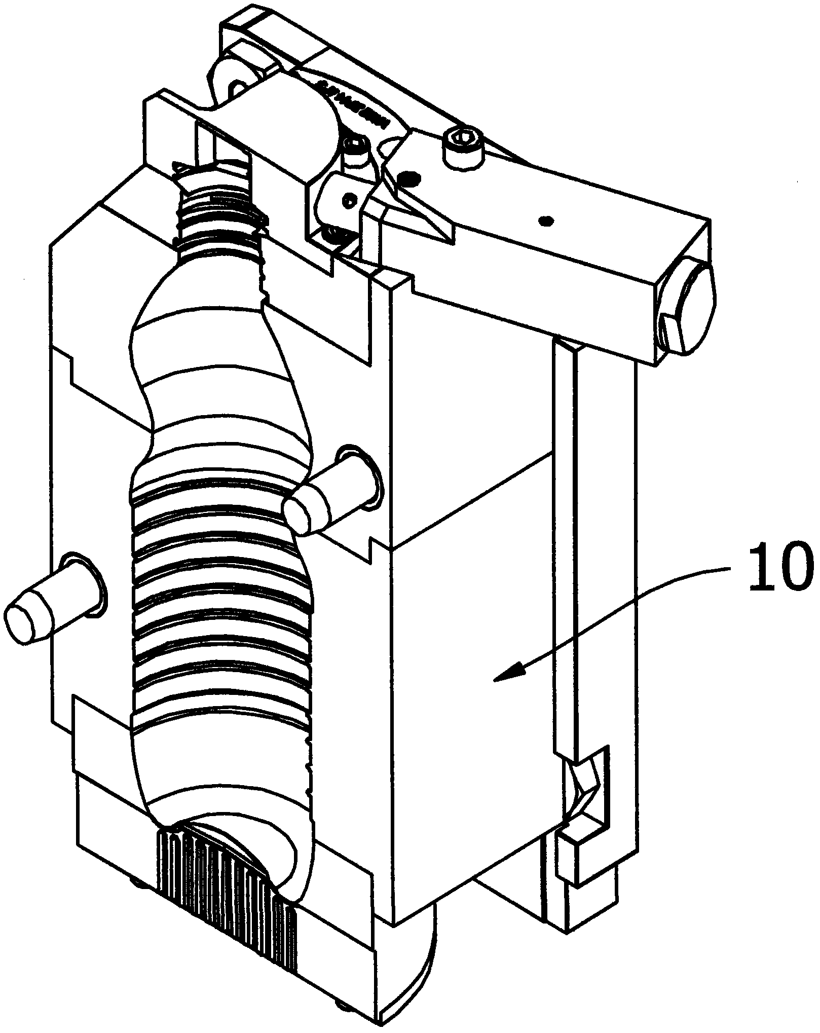 Mould structure of horizontal rotary bottle blowing machine