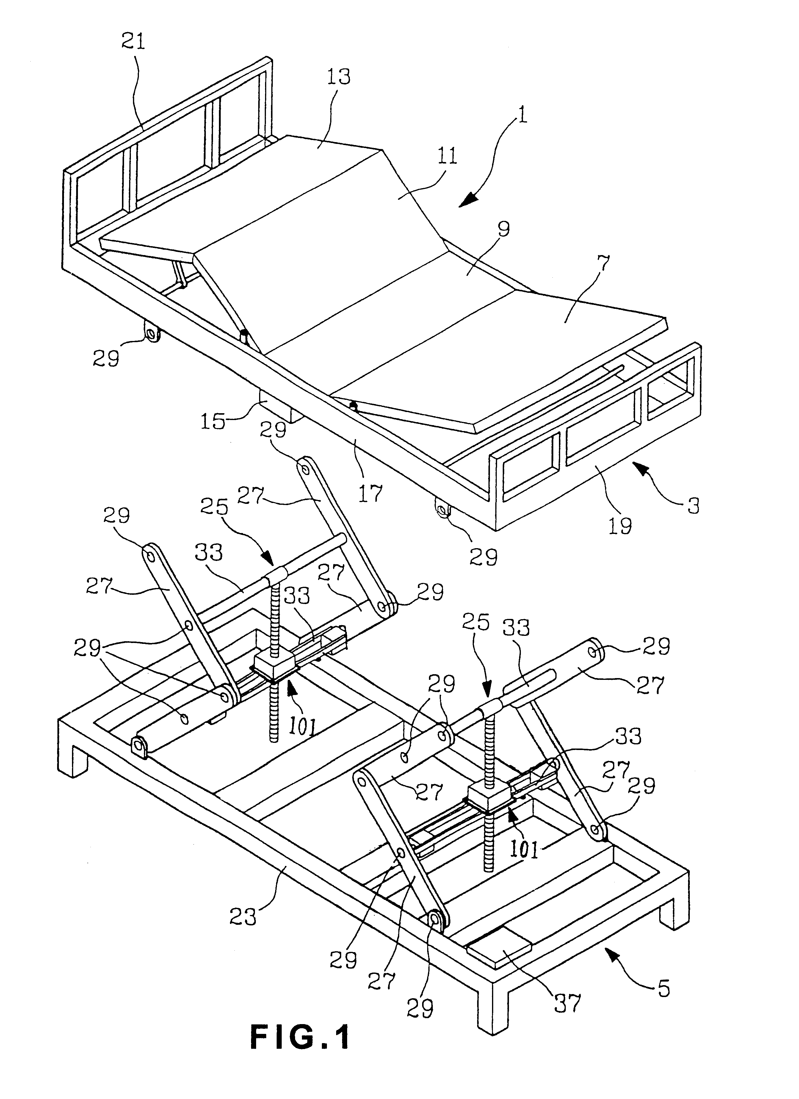 Power-controlled bed and method for controlling operations thereof