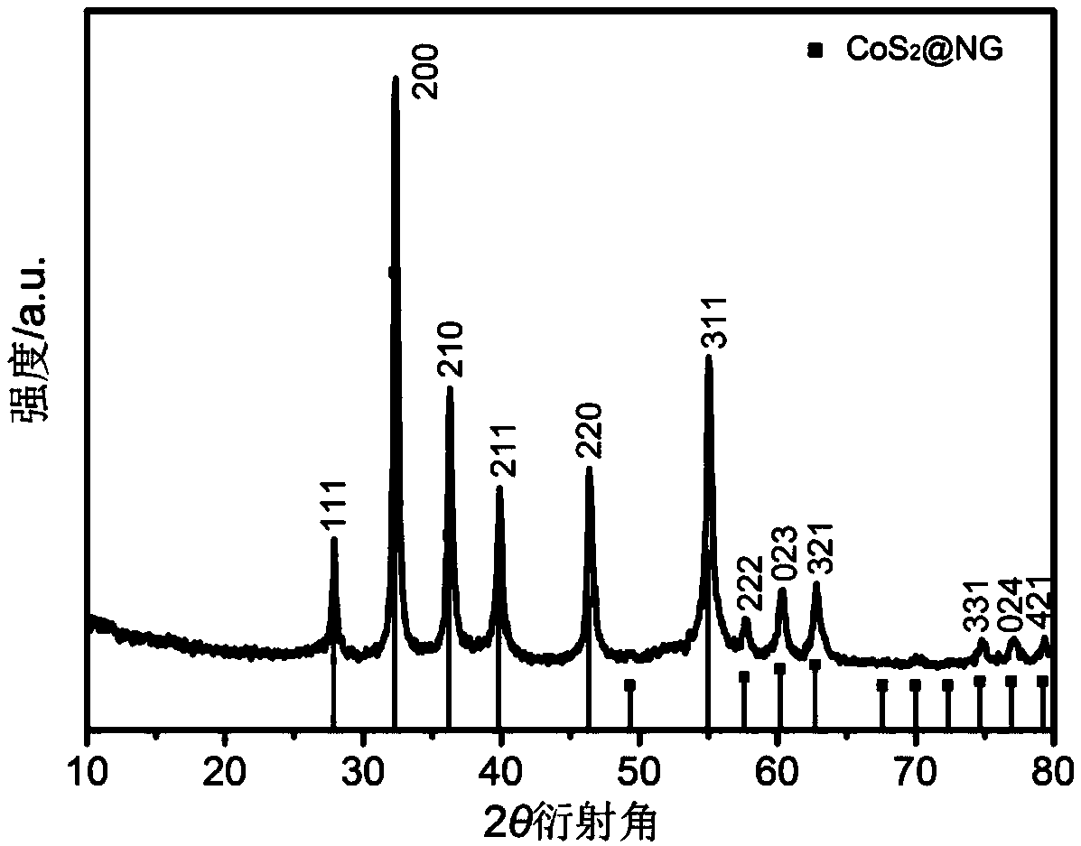 A core-shell cos2@ng nanocomposite material and its preparation and application