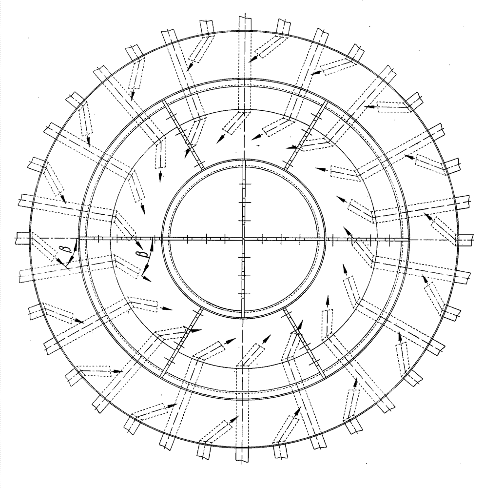 Large-sized floatation column middling dual-swirl device