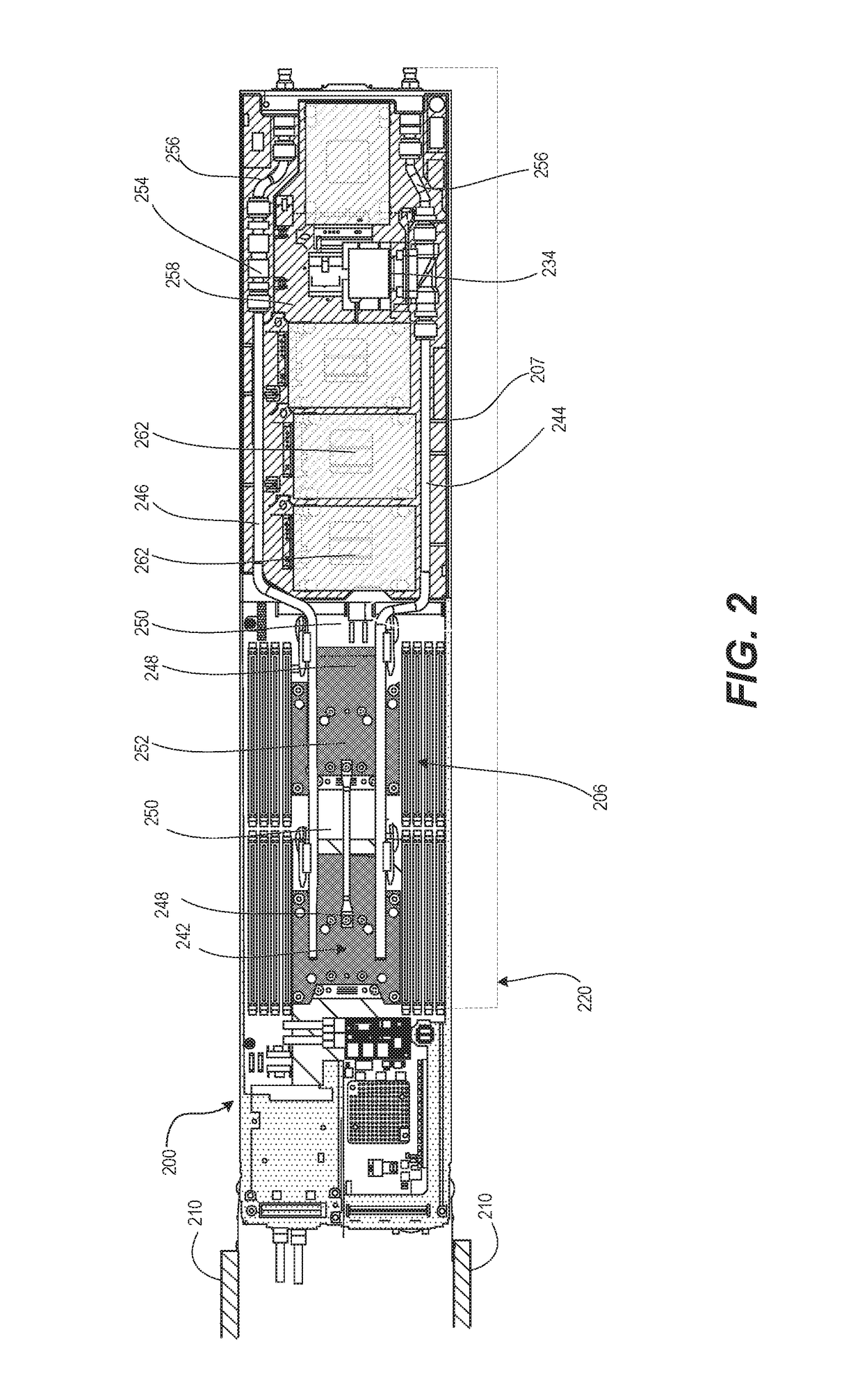 Liquid cooled rack information handling system having storage drive carrier for leak containment and vibration mitigation