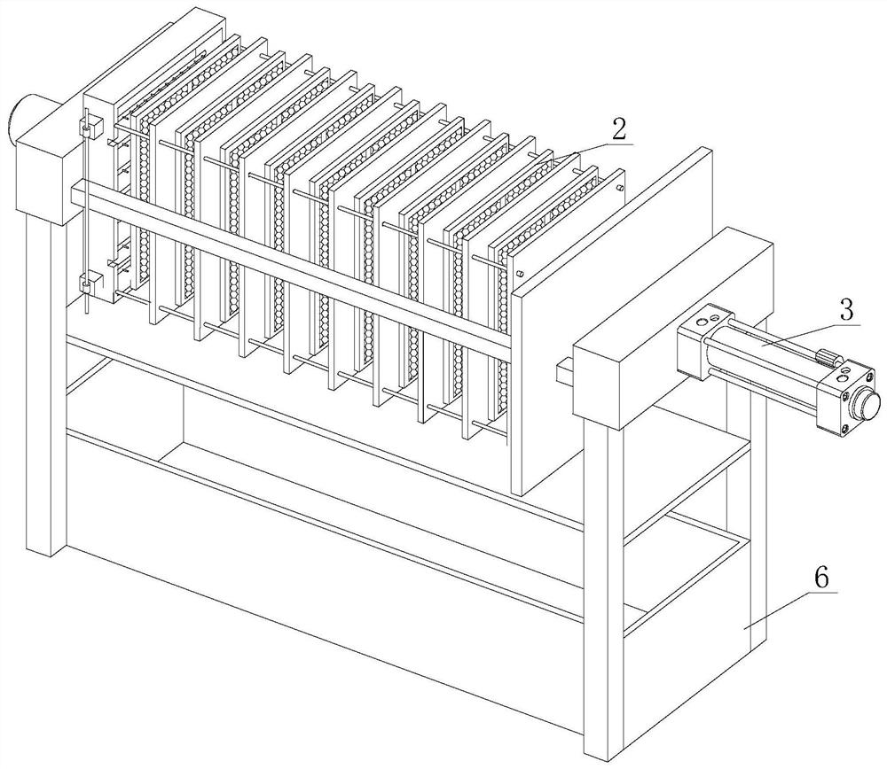 Solid-liquid separation filter pressing equipment with filter plate dislocation prevention function