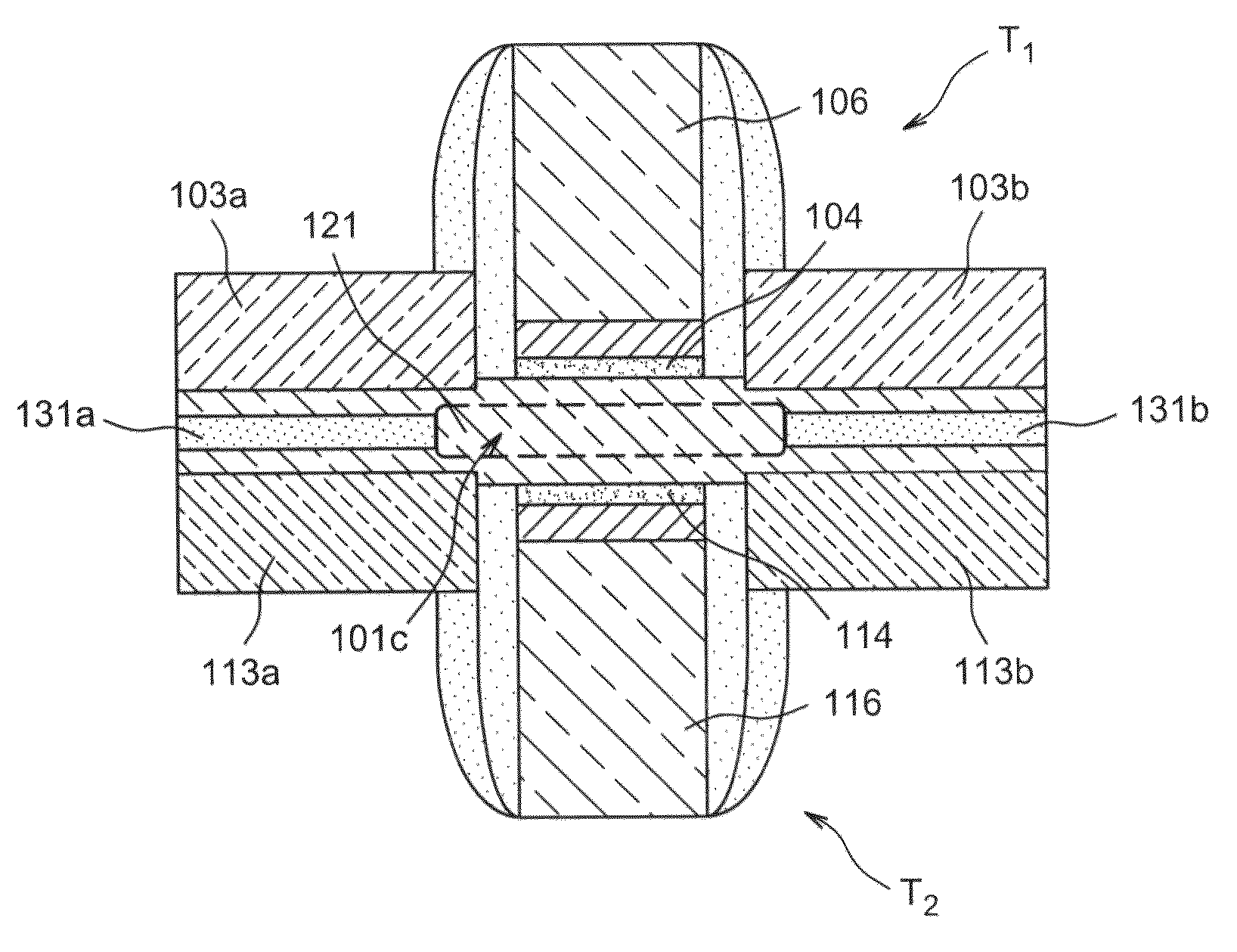 Light-emitting device with head-to-tail P-type and N-type transistors