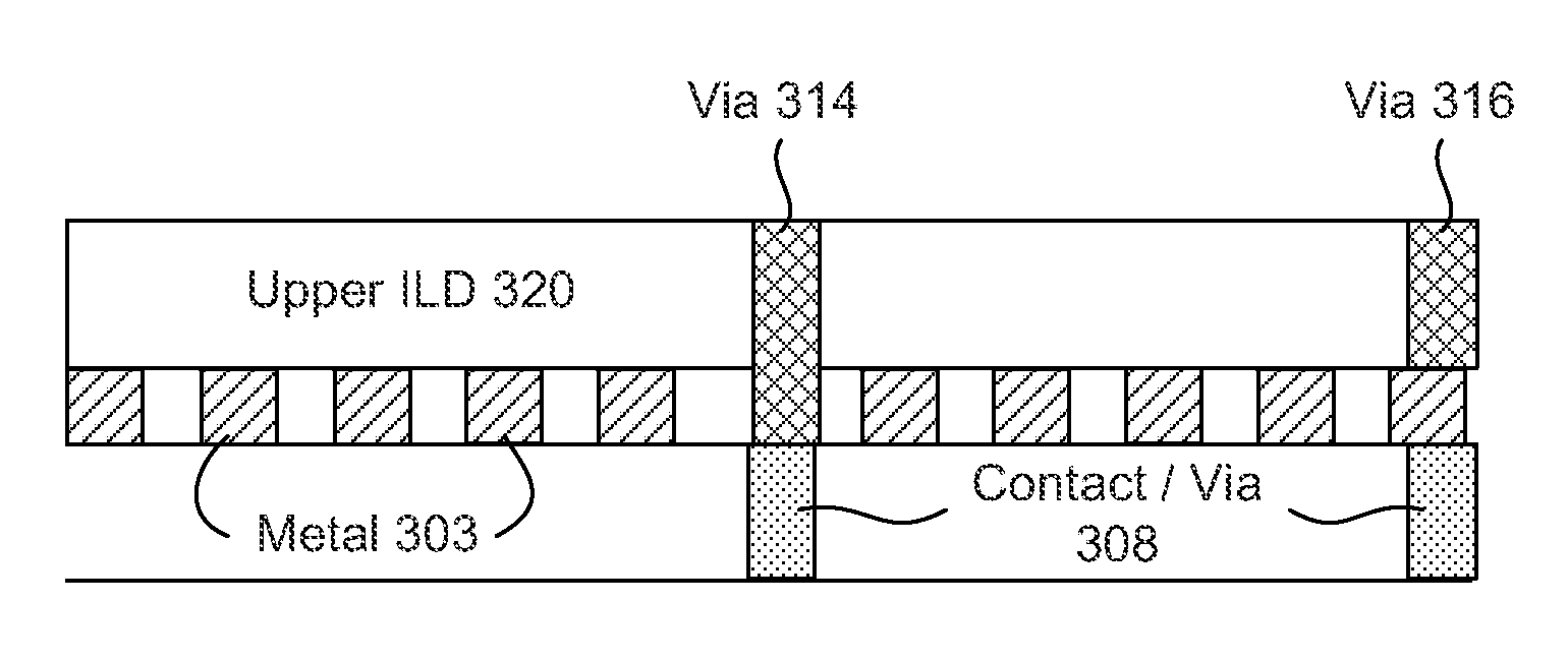High density via and metal interconnect structures, and methods of forming the same