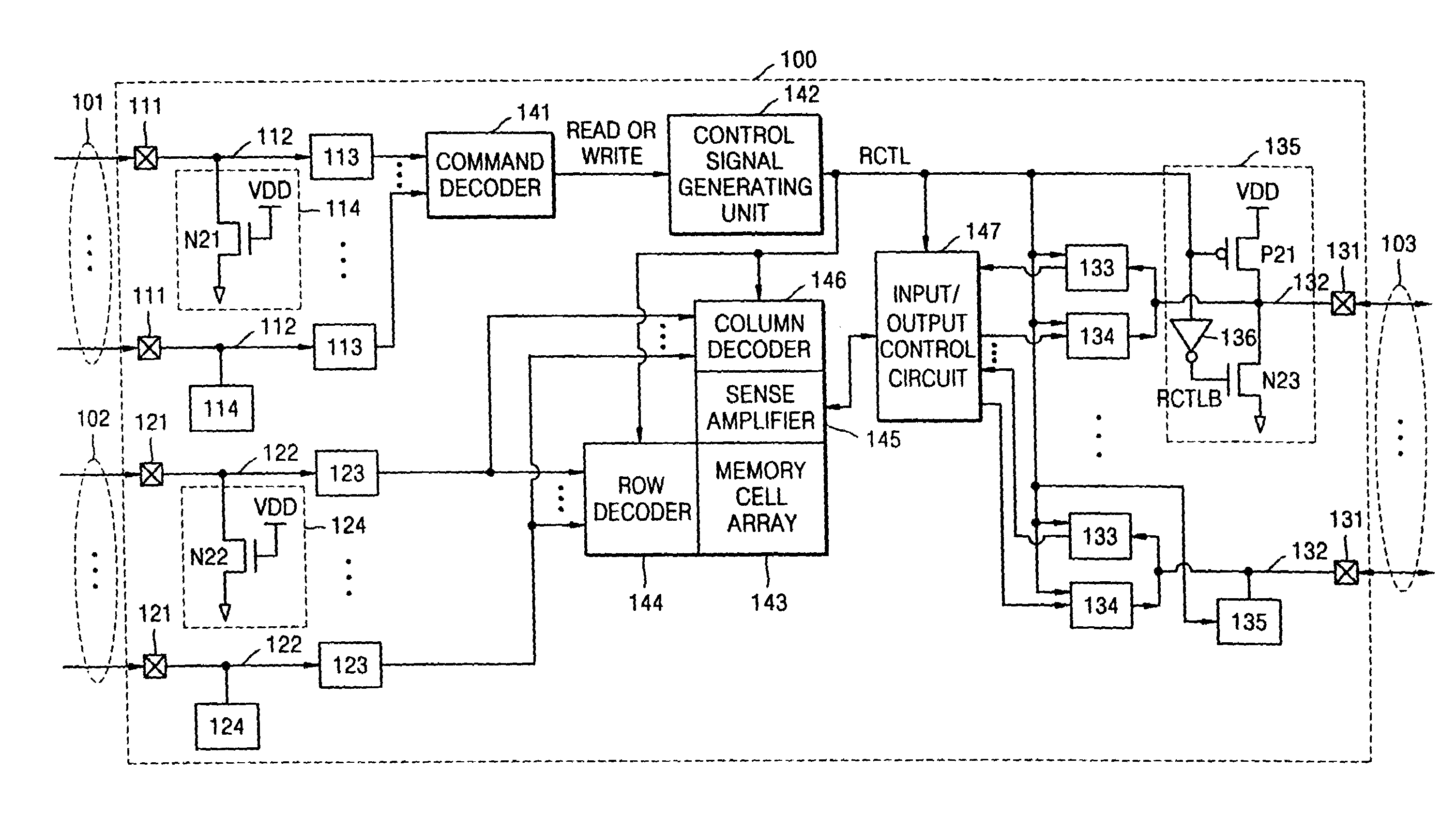 Memory device with different termination units for different signal frequencies