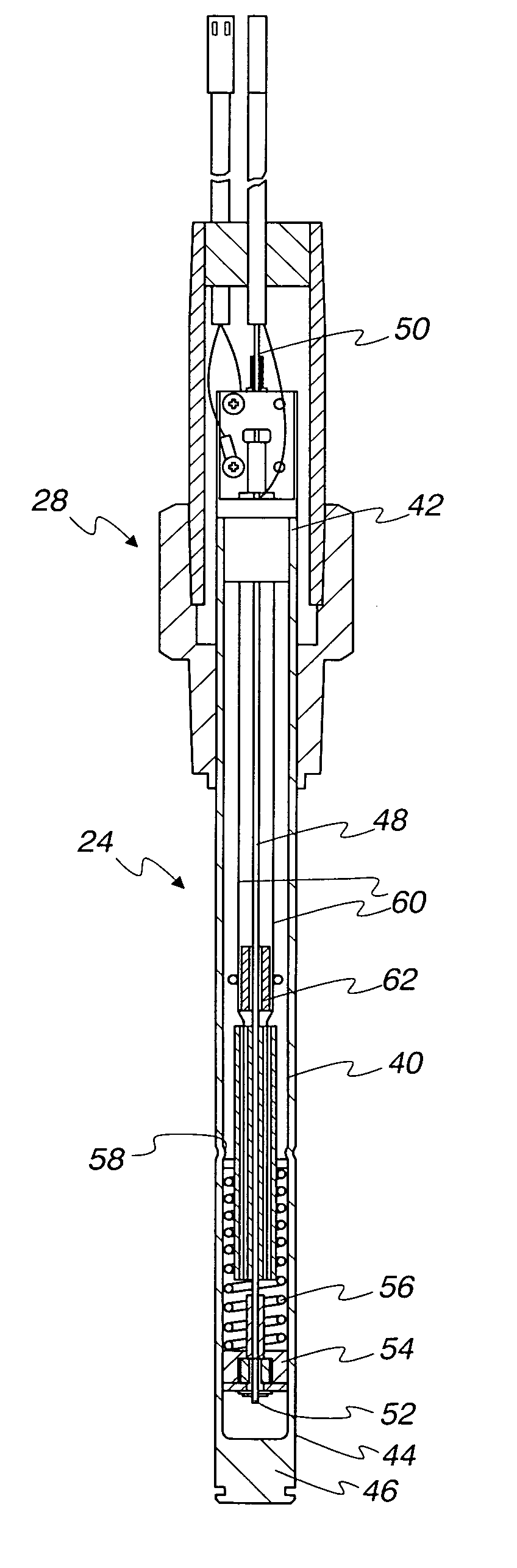 Magnetostrictive transmitter with improved piezoelectric sensor