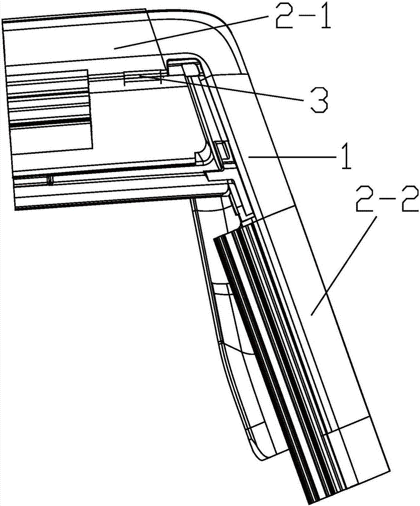 Angle-connecting structure and automobile door with angle-connecting structure