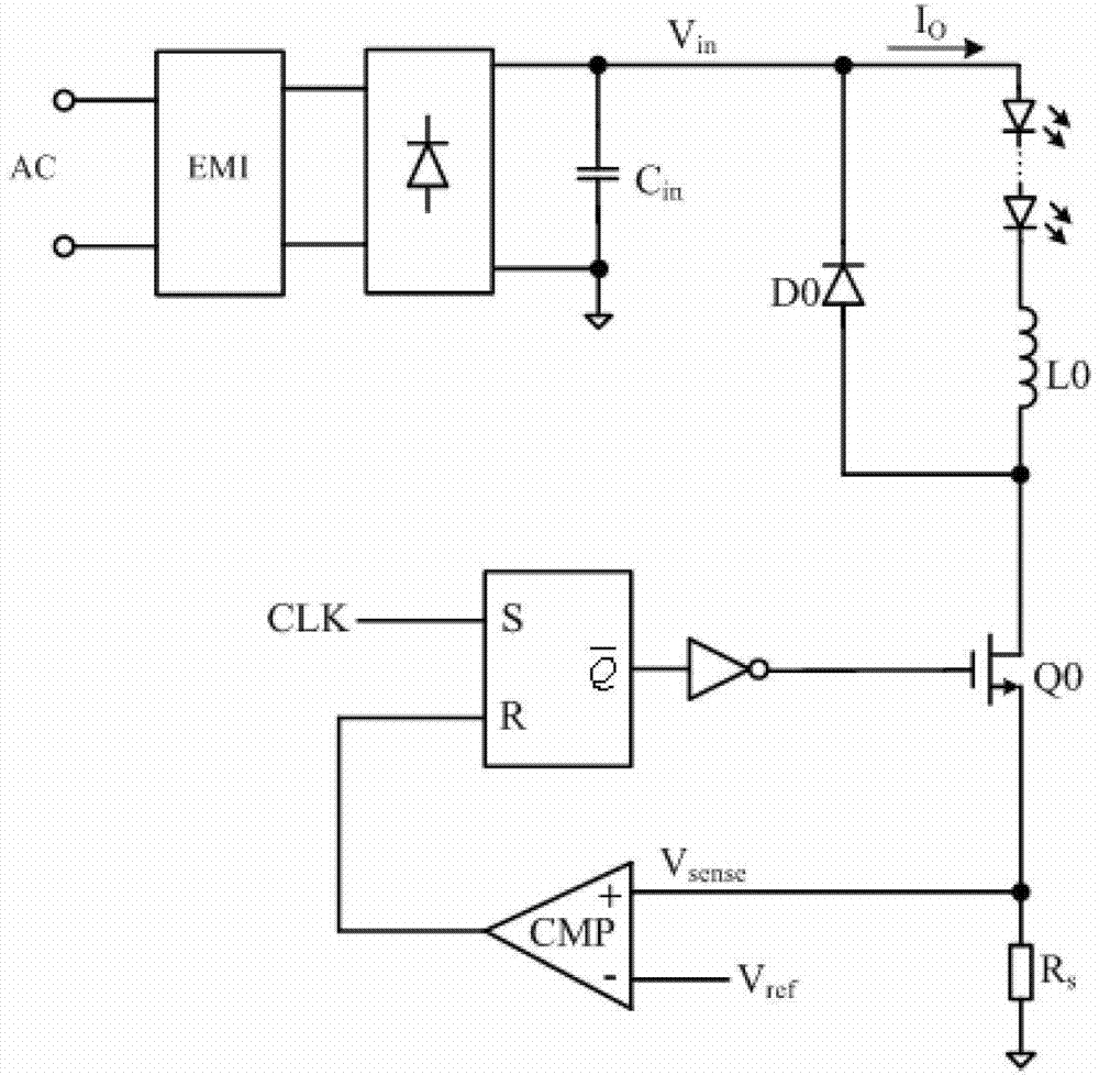 Inductive current detecting circuit and LED (light emitting diode) driving circuit using inductive current detecting circuit