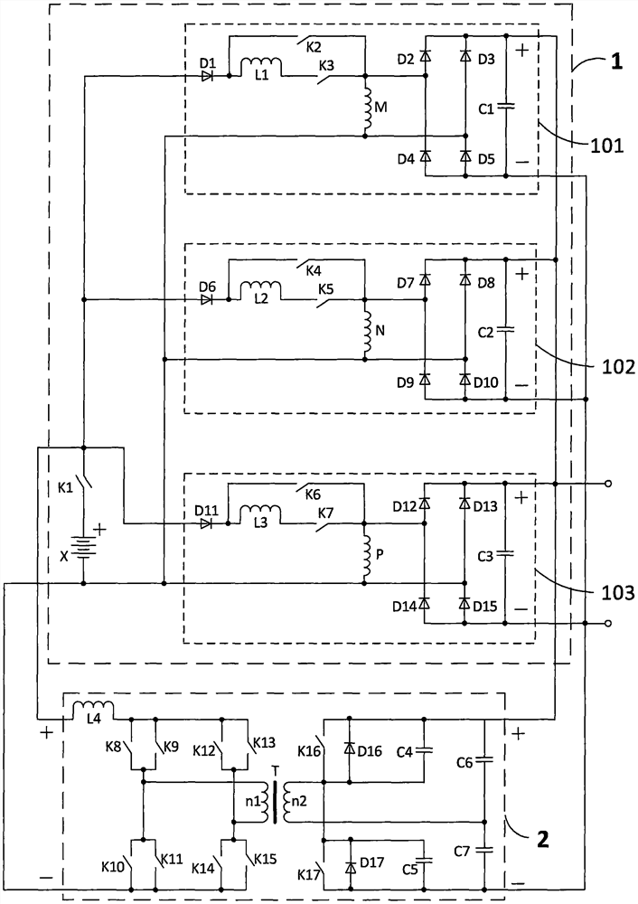 DC wind power plant switched reluctance motor conversion system and control method thereof