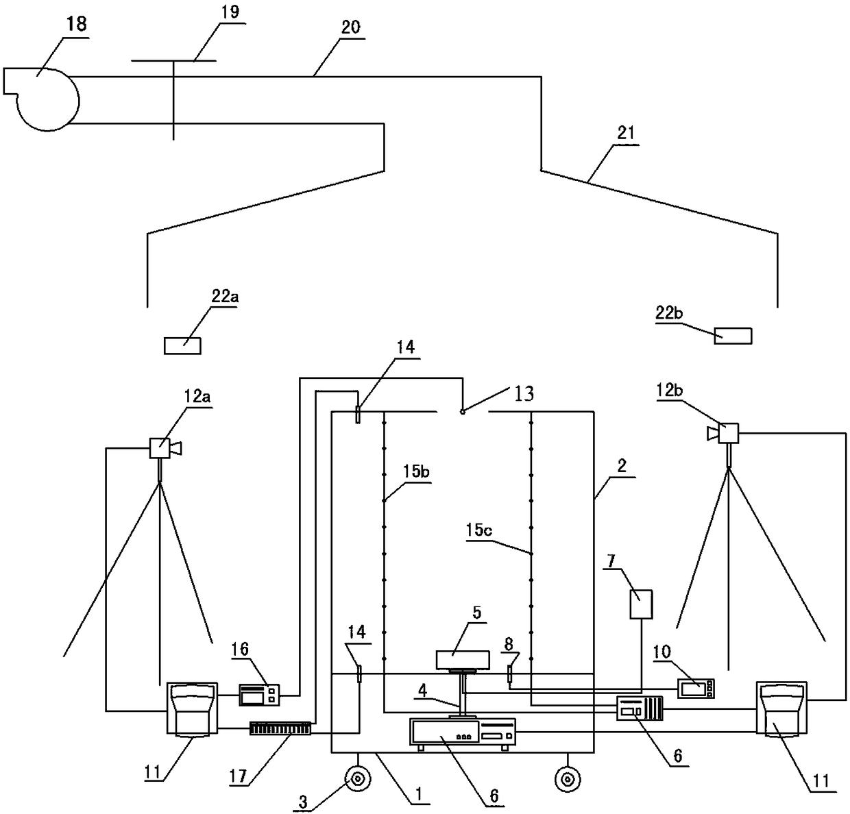 Top-opened experiment simulating device for fire within limited space