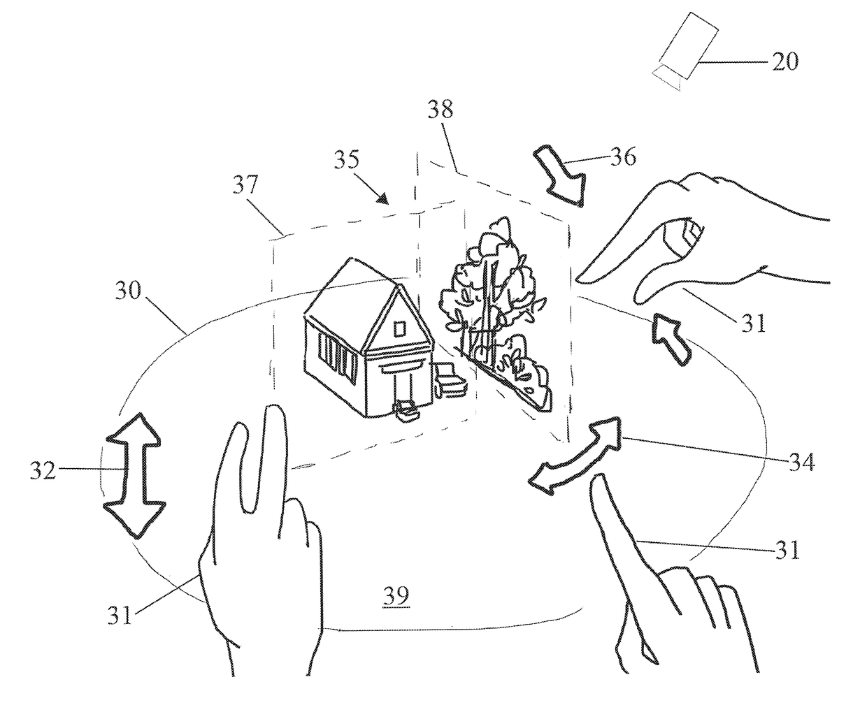 Touch gestures for navigation and interacting with content in a three-dimensional space