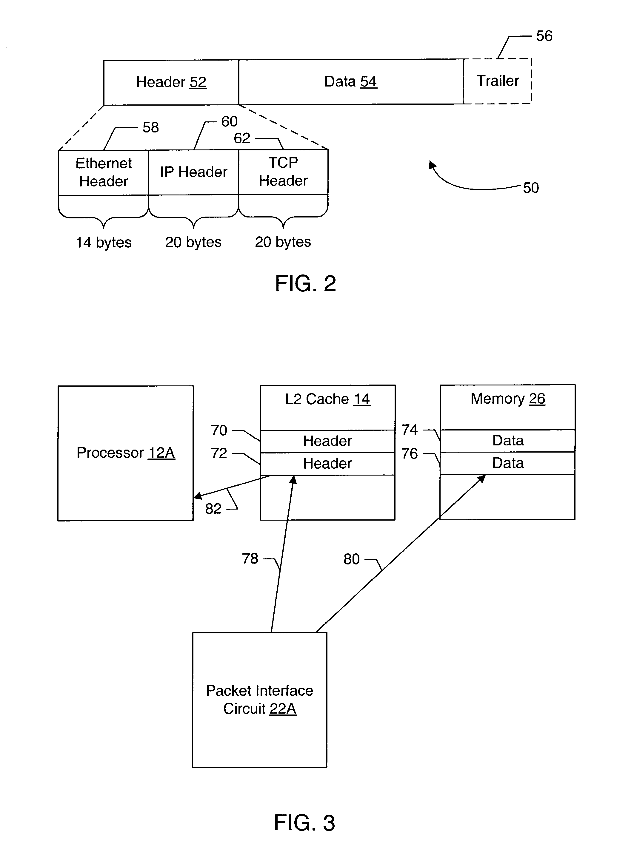 System on a chip for caching of data packets based on a cache miss/hit and a state of a control signal