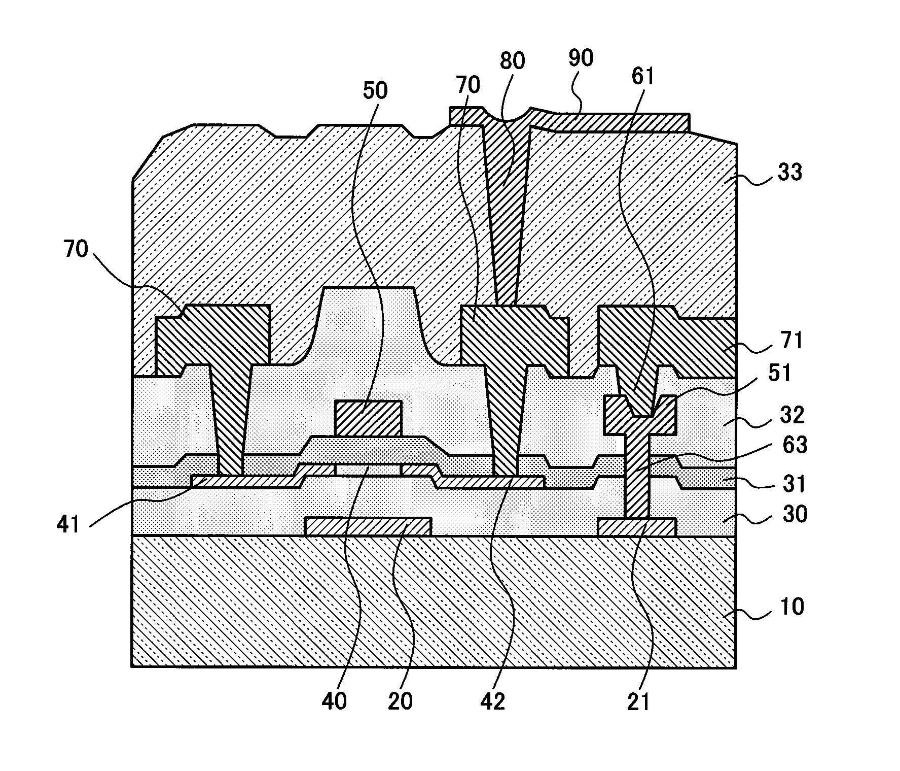Thin film transistor substrate and thin film transistor used for the same