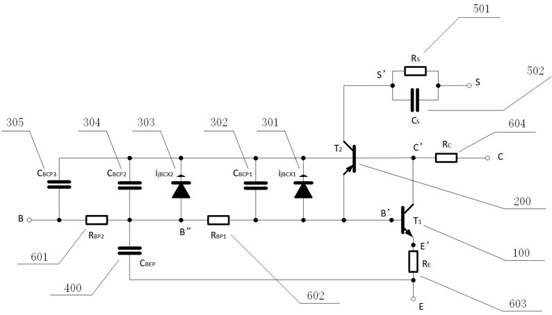 A large-signal equivalent circuit model of a composite strained si/sige heterojunction bipolar transistor