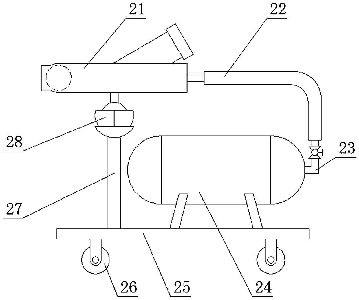 A training device for judging tennis out-of-bounds training