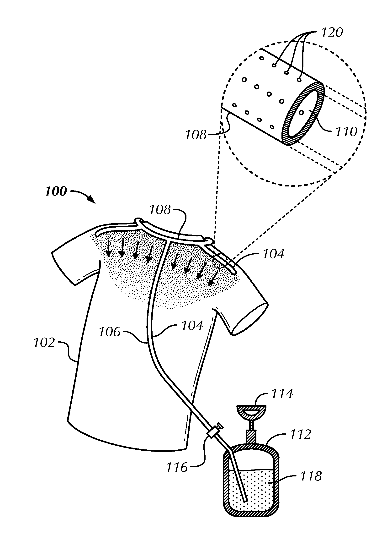 Evaporative cooling clothing system for reducing body temperature of a wearer of the clothing system