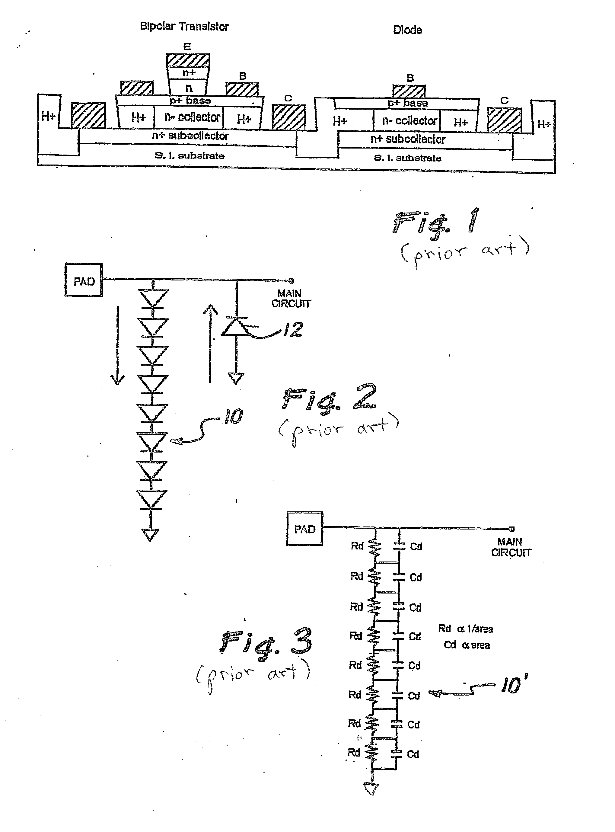 On-chip ESD protection circuit for compound semiconductor heterojunction bipolar transitor RF circuits