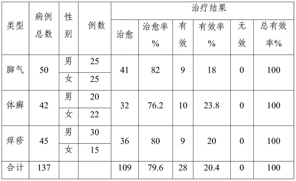 Chinese medicinal composition for fungal infection of skin and preparation method thereof