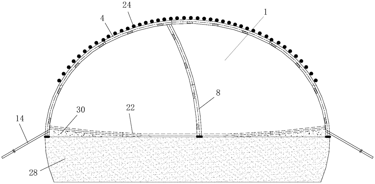 Method of constructing center division of upper bench of tunnel crossing stratum fracture zone