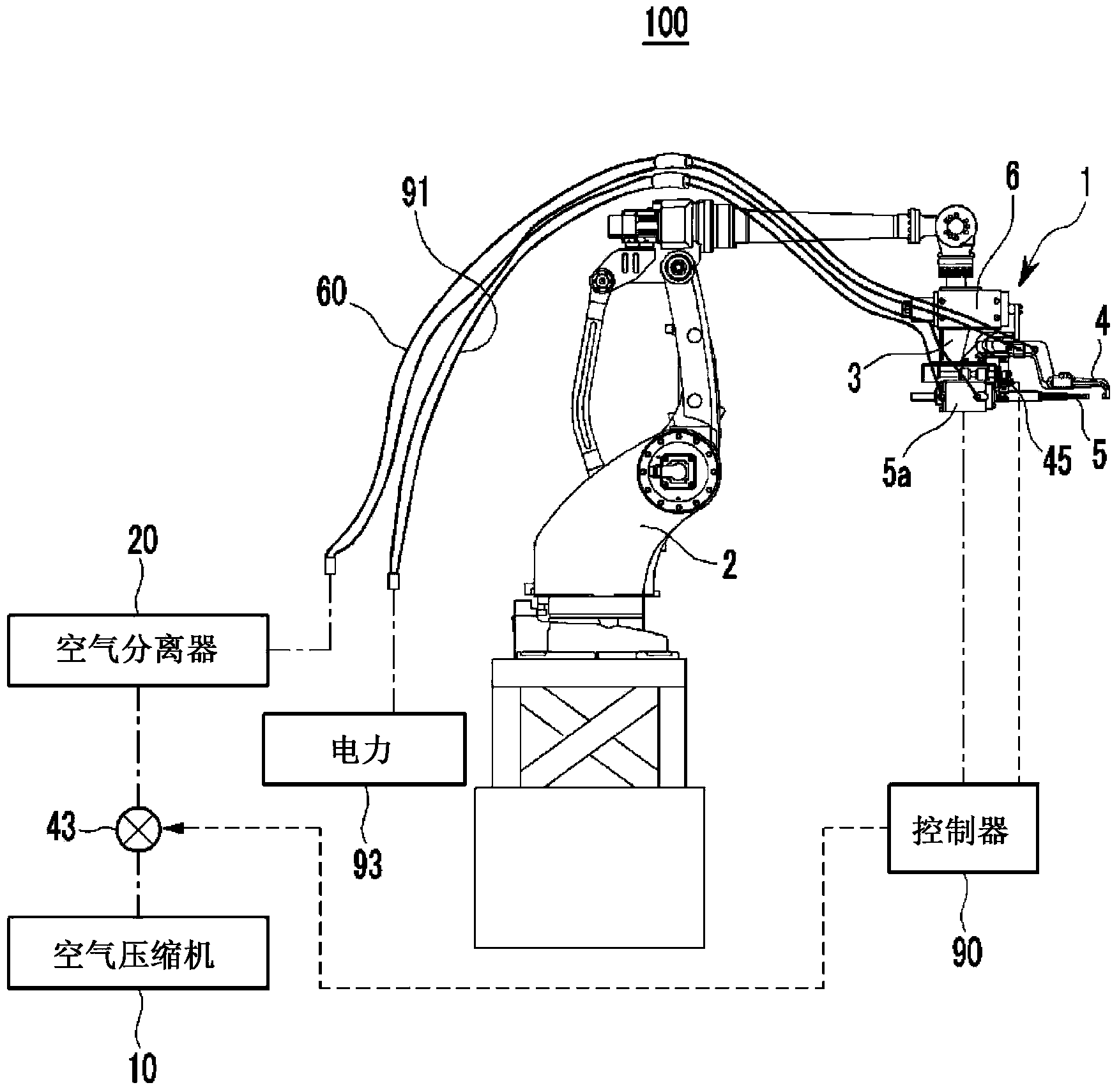 Cooling system for spot welding device