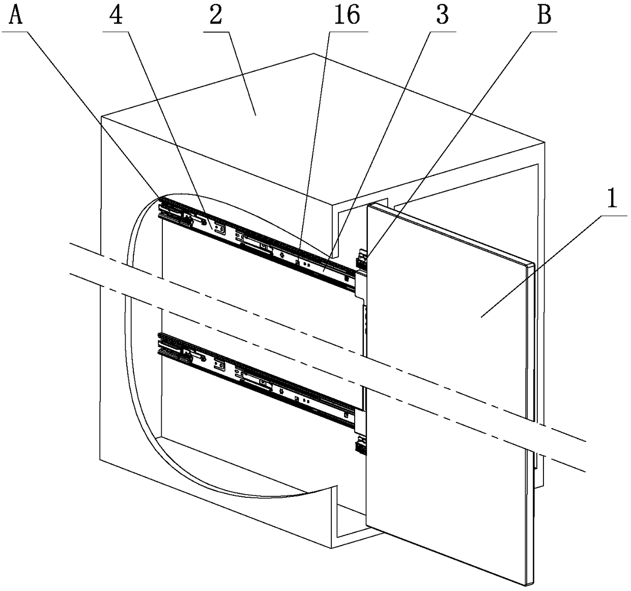 Rotation opening and closing locking structure for furniture