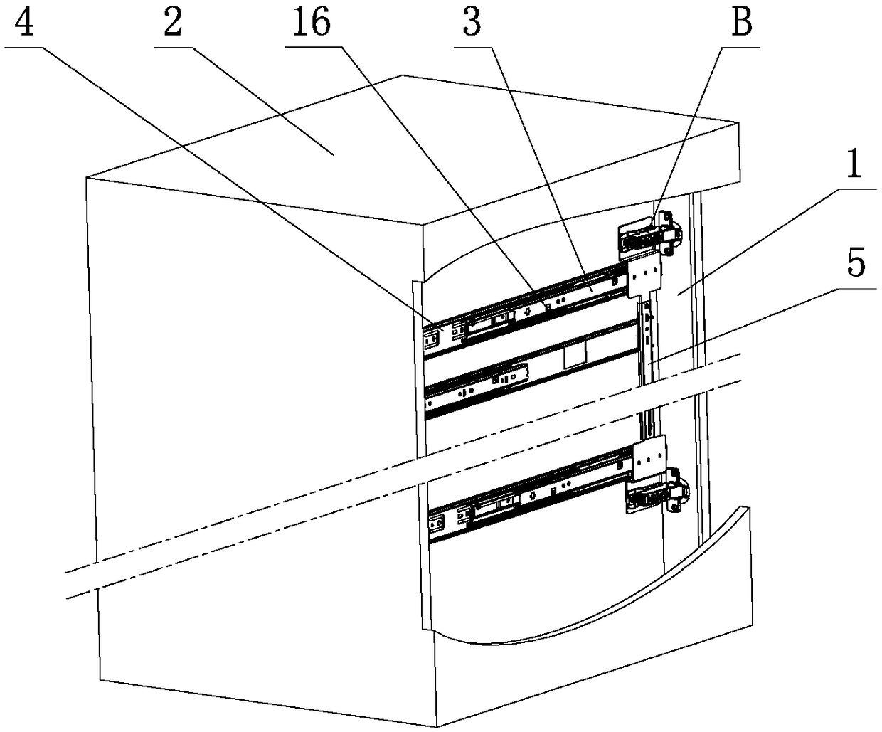 Rotation opening and closing locking structure for furniture