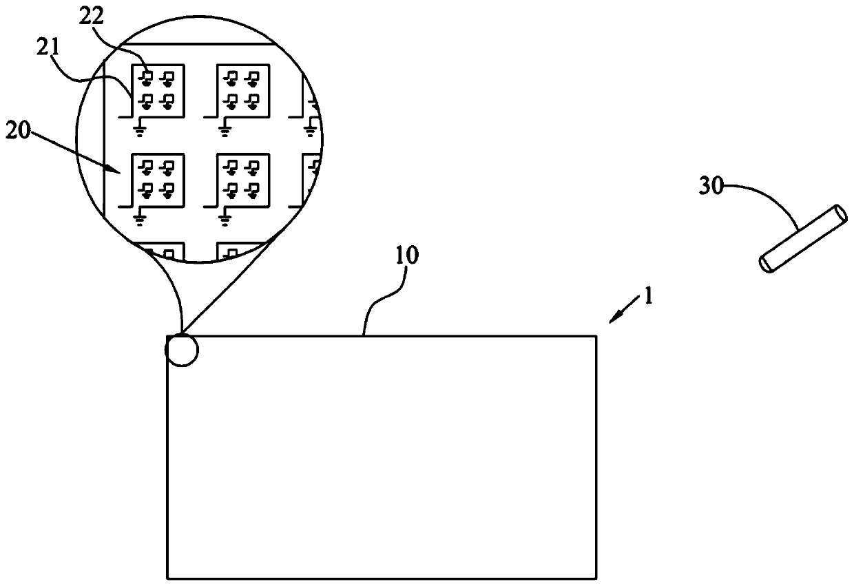 Touch panel with multipoint array sensing antenna