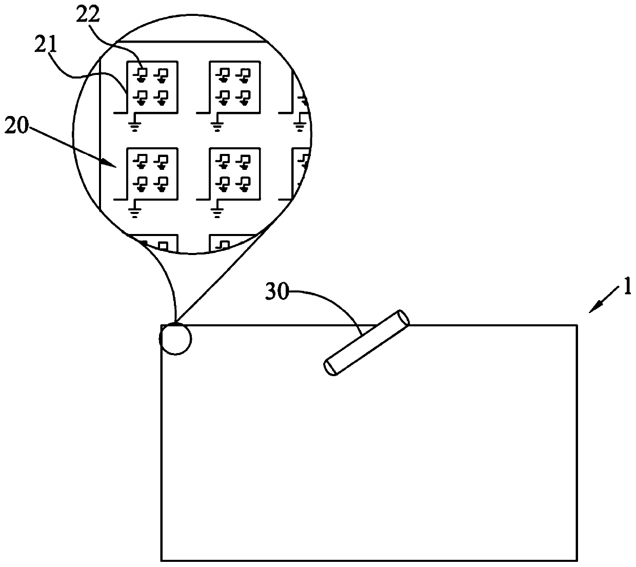 Touch panel with multipoint array sensing antenna