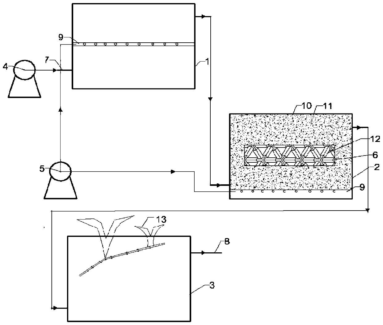 Device and method for purifying black and smelly water by using combined biotechnology