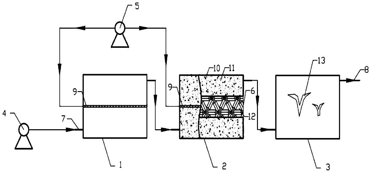 Device and method for purifying black and smelly water by using combined biotechnology