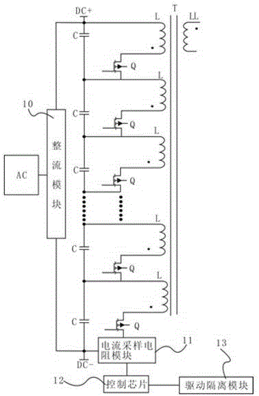 Multilevel high-voltage flyback type switch power supply