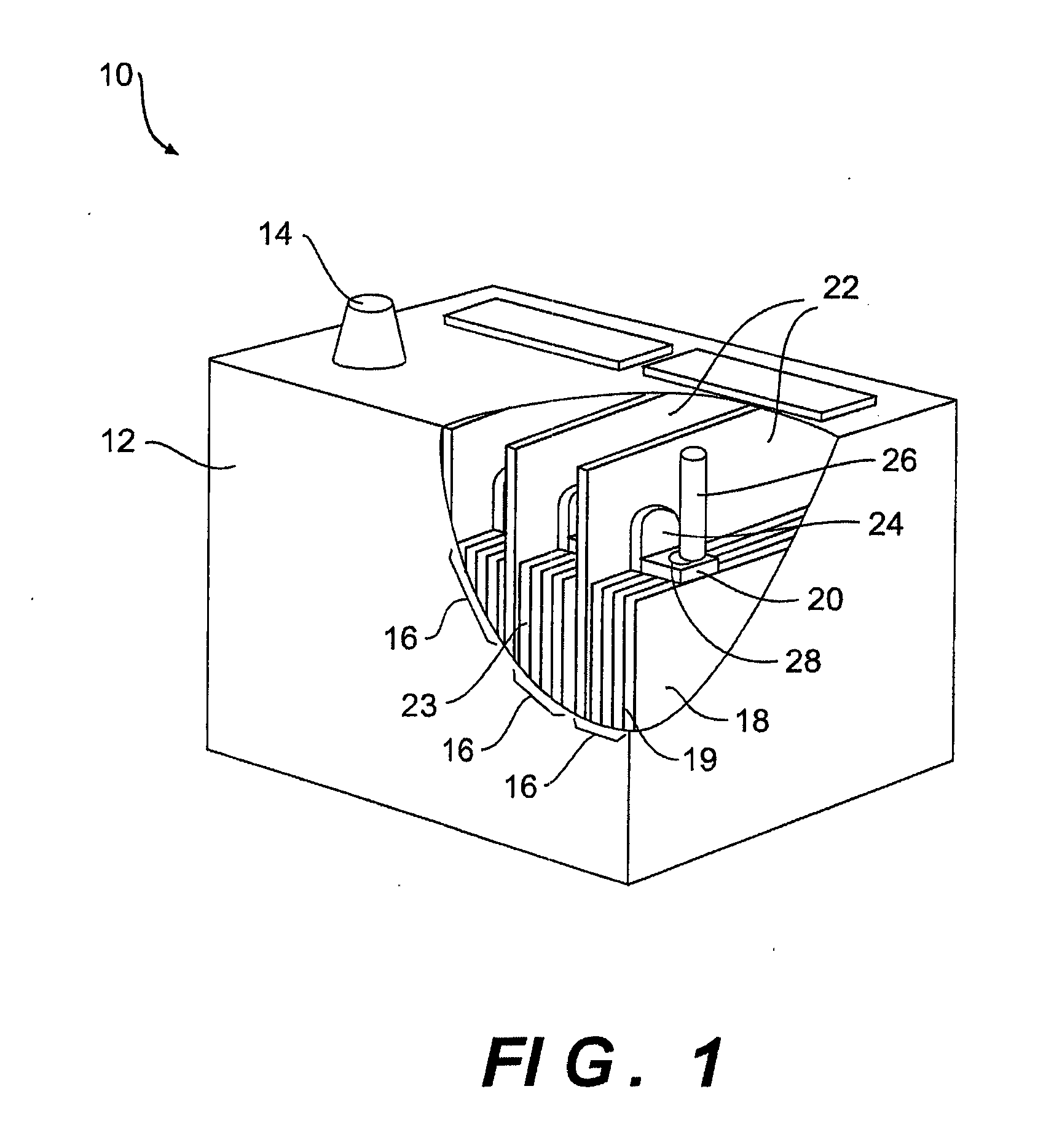 Battery including electrically conductive phosphate glass components