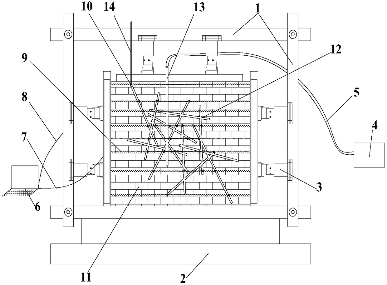 Penetrated crack rock mass grouting slurry diffusion test method