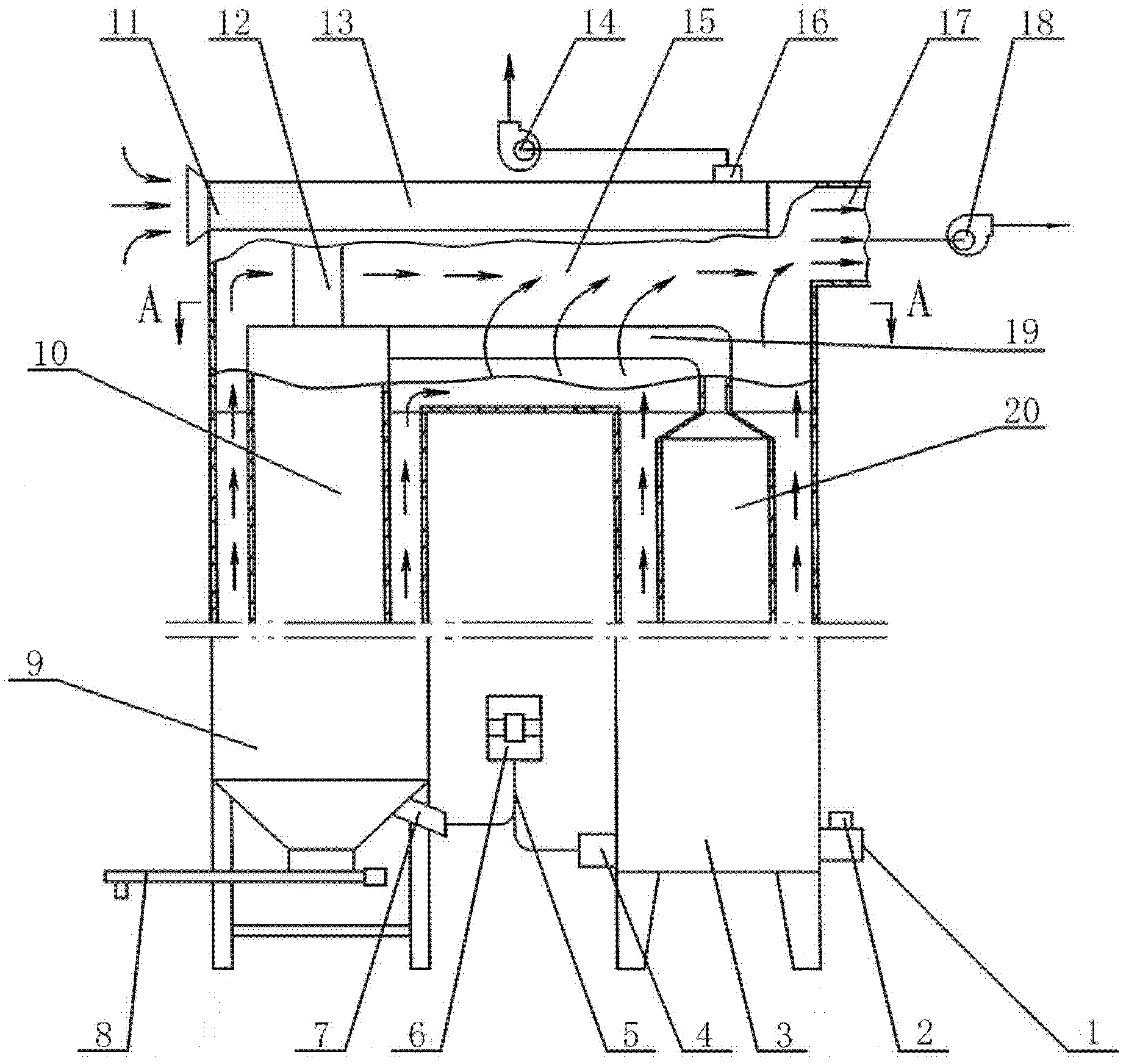 Gas-solid mixing combustion hot-air oven with double towers and double furnace cavities