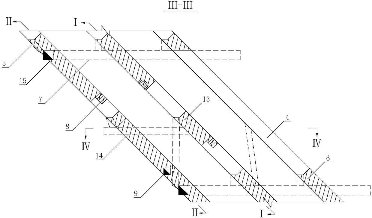 Shallow-hole rock drilling blasting force-electric rake cooperative transportation segmented mine mining method