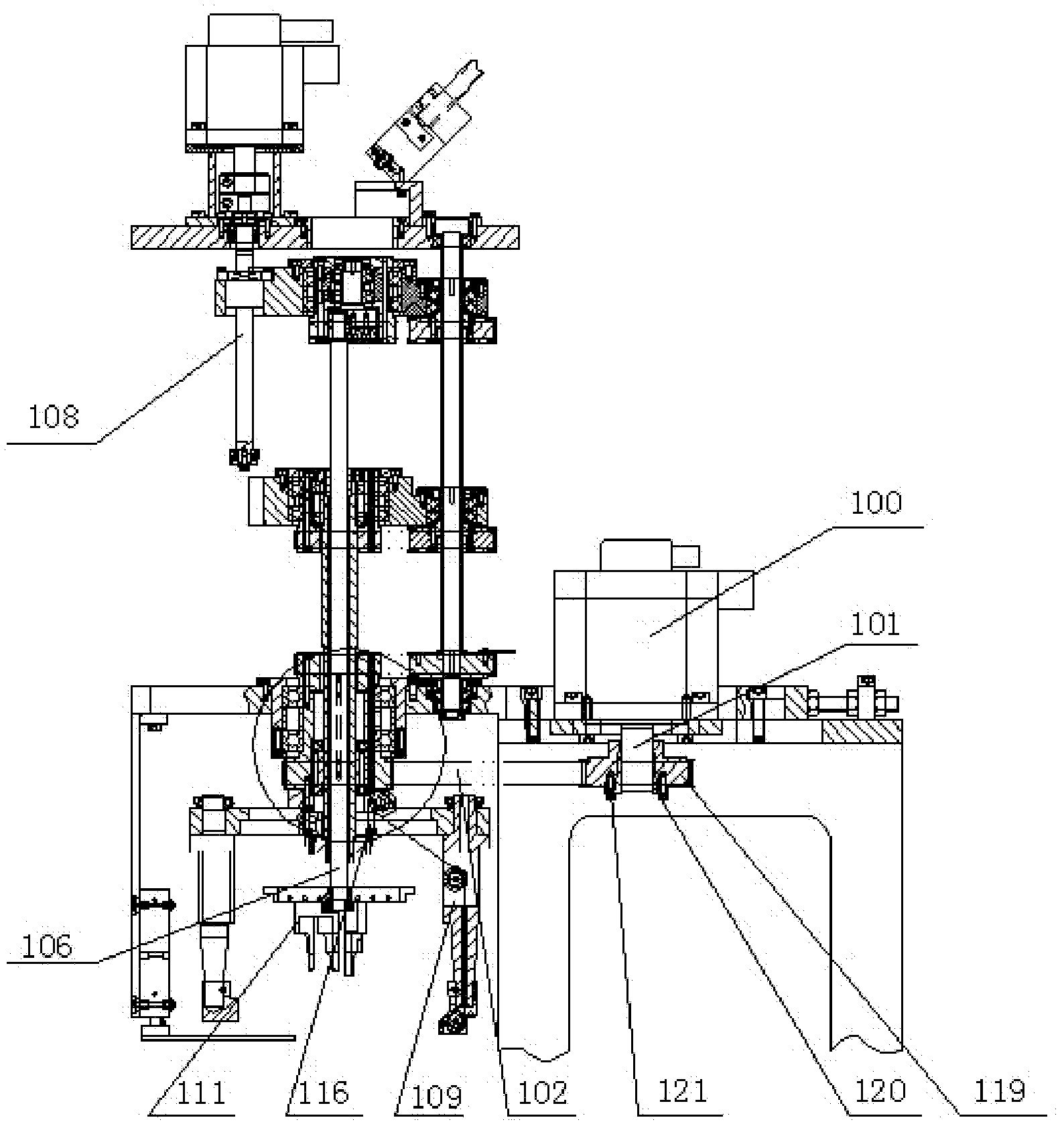 Transmission structure of winding main shaft on winding machine