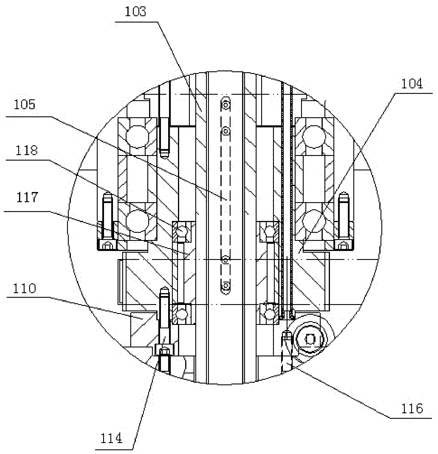 Transmission structure of winding main shaft on winding machine