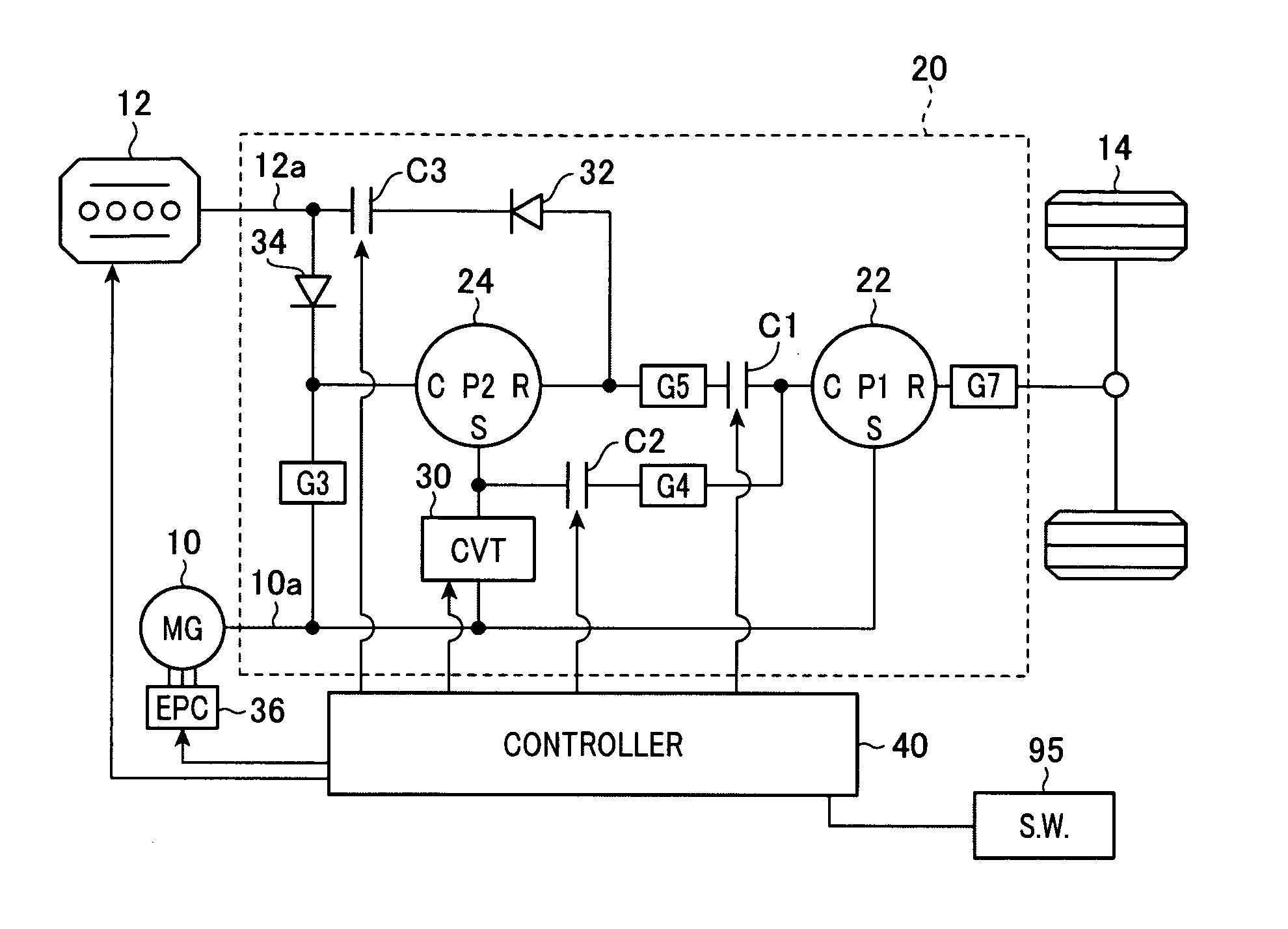 Vehicle power transmission device and control system for power transmission