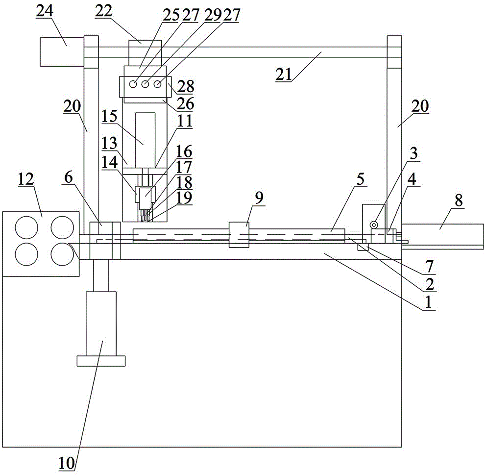 A device and processing method for two-dimensional drilling of hypotenuse plates