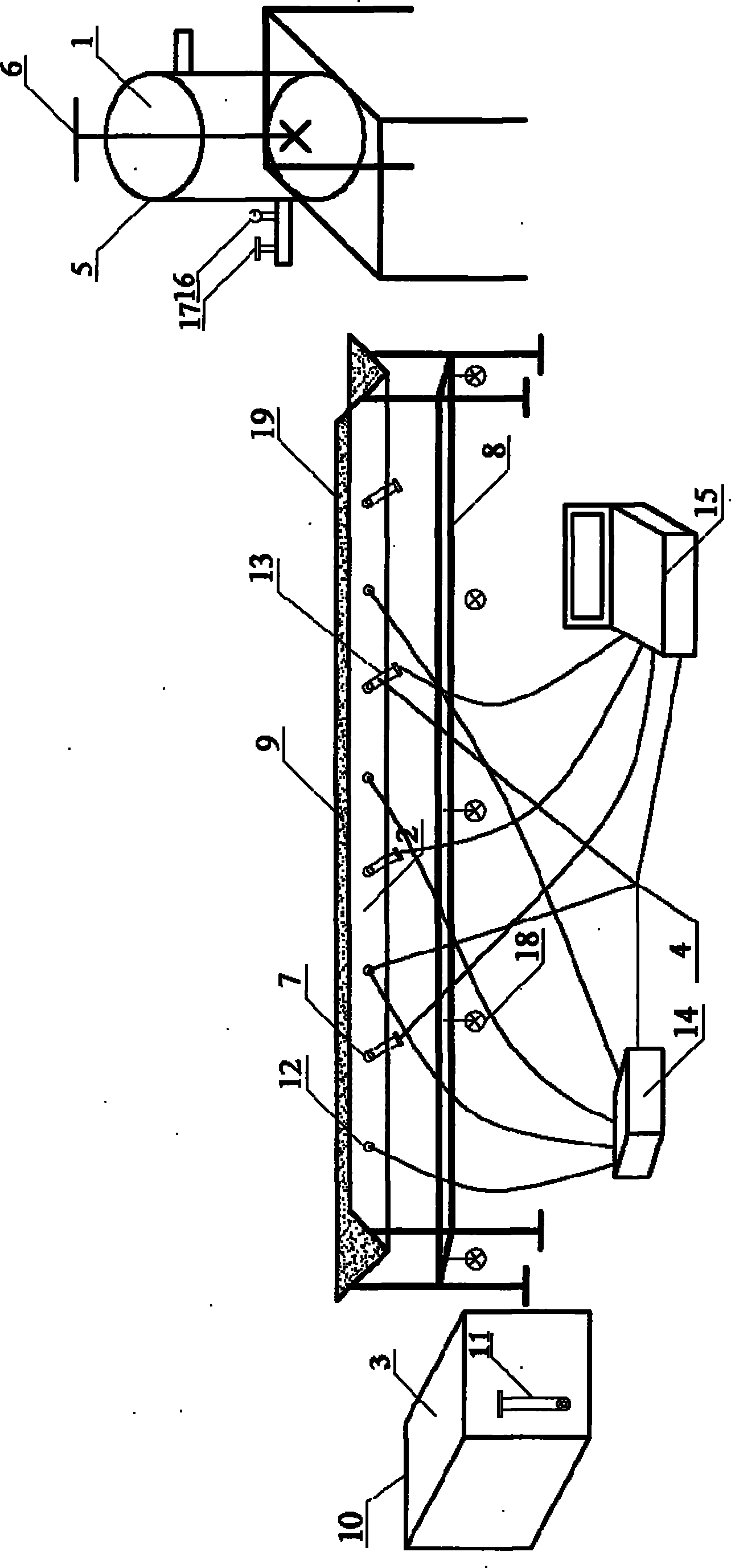 Simulation test device and test method for grassed swales