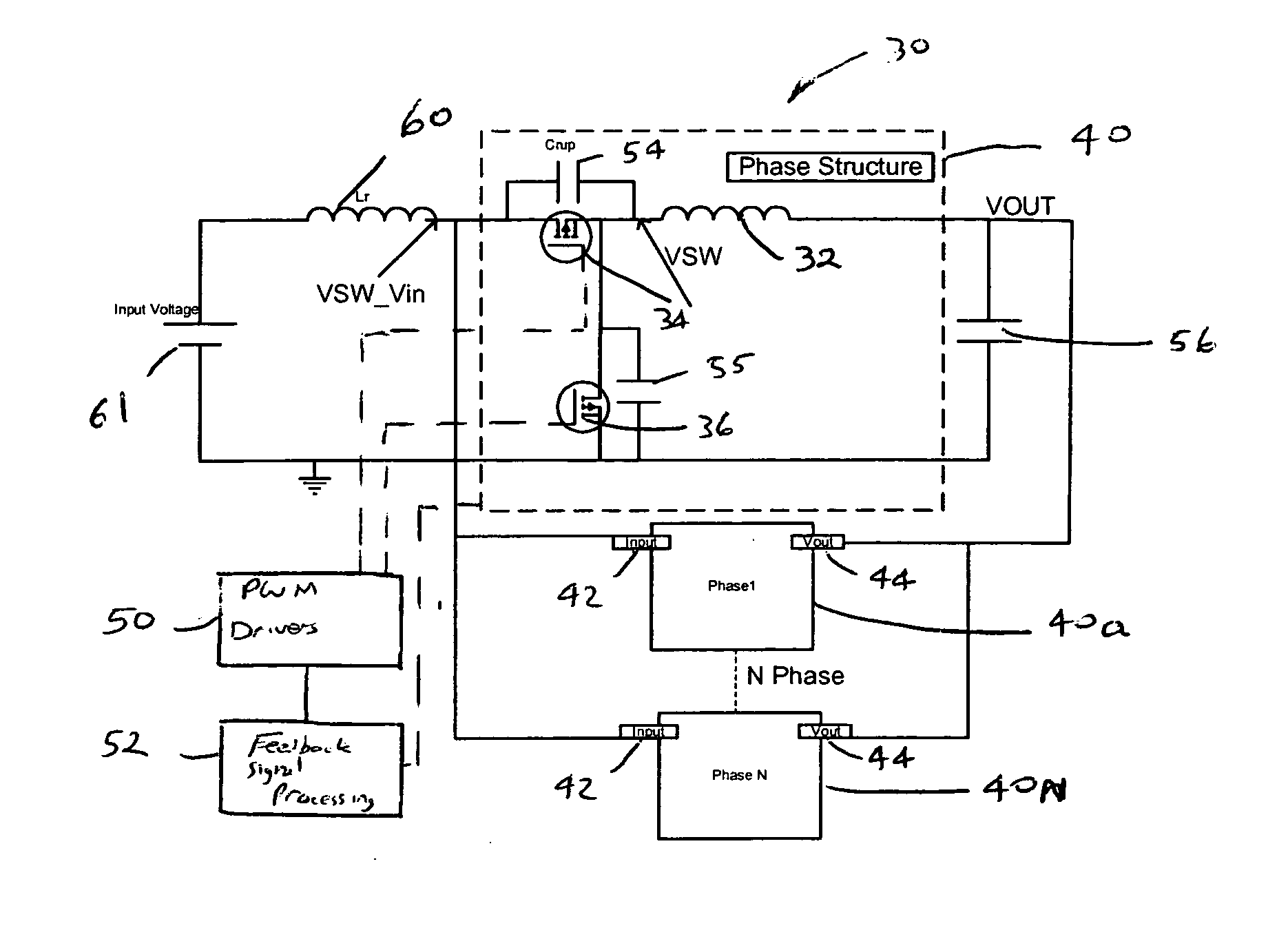 Multiphase converter with zero voltage switching