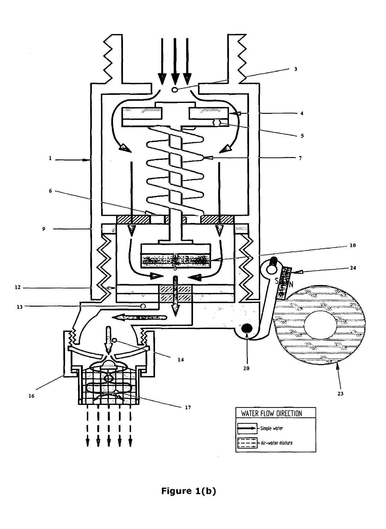 Automatic fluid flow controlling device for stopping flow of running fluid