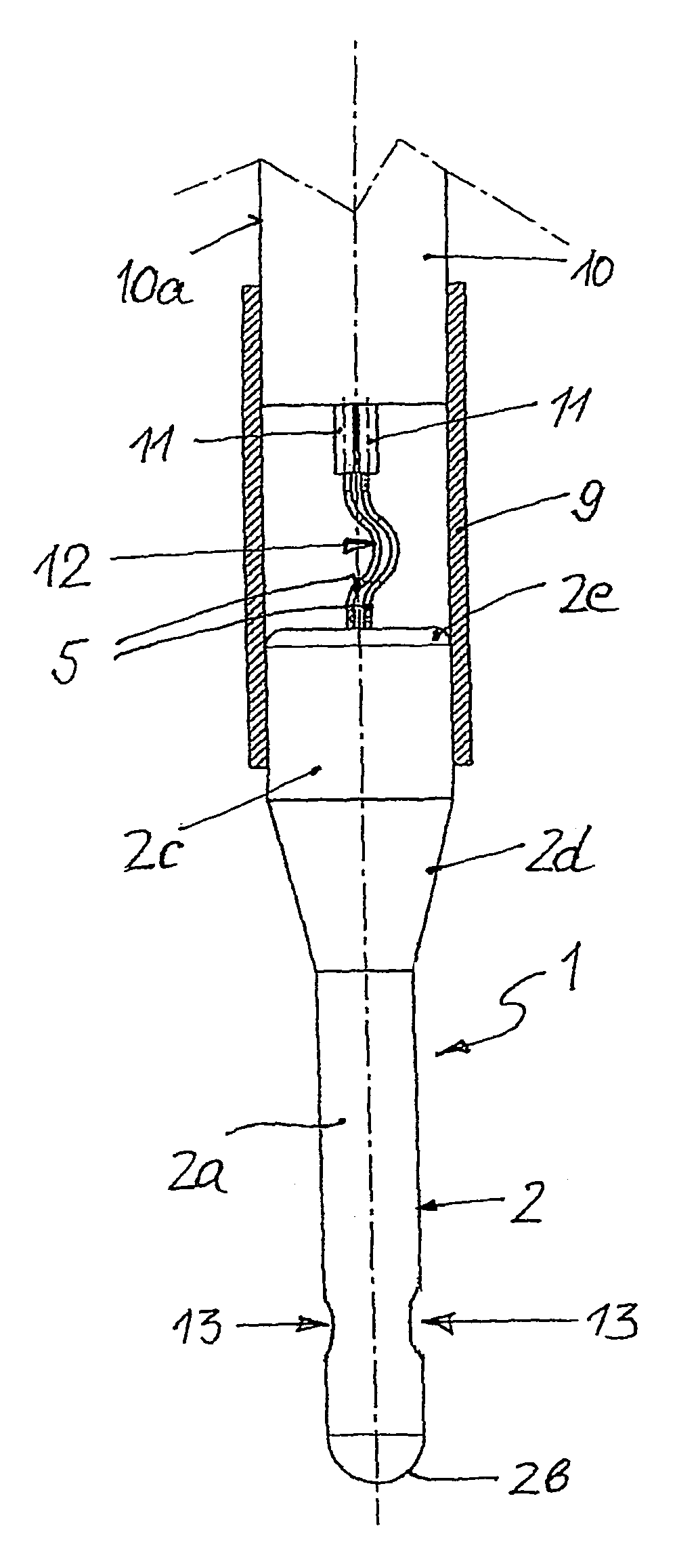 Temperature sensor for a resistance thermometer, in particular for use in the exhaust gas system of combustion engines
