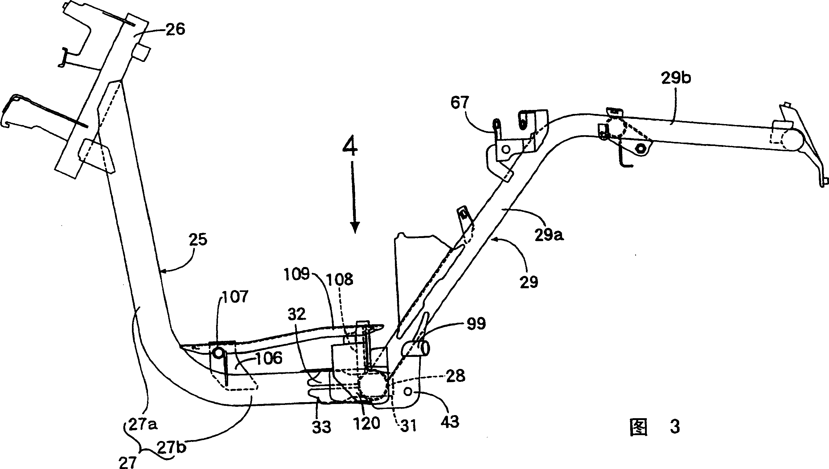 Small wheel motorcycle type vehicle dashboard structure