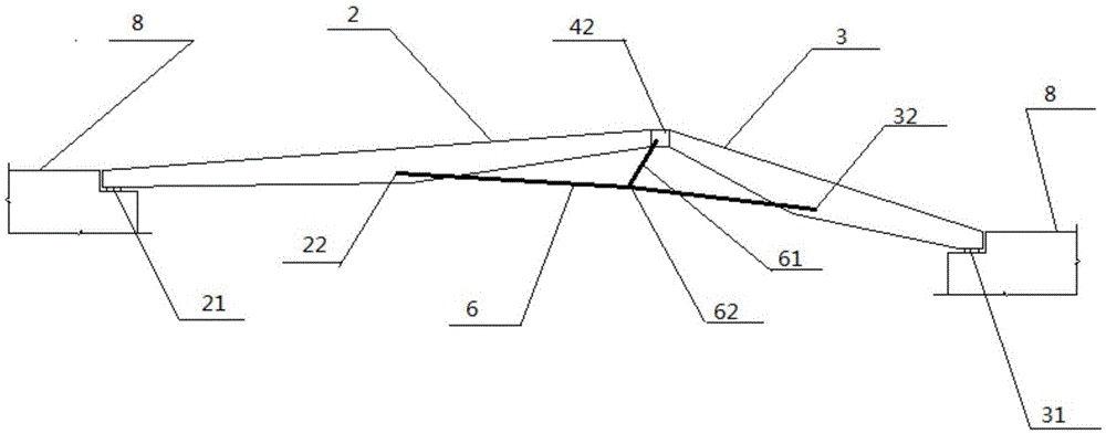 Spatial three-branch beam string structure footbridge