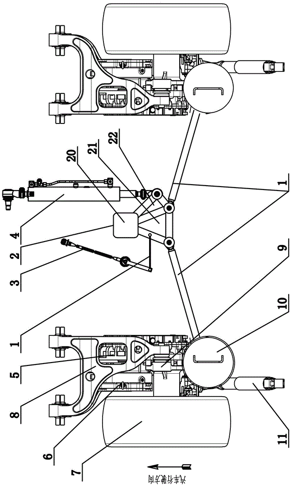 Double-trailing arm type steering independent suspension for electric bus driven by wheel-side motors