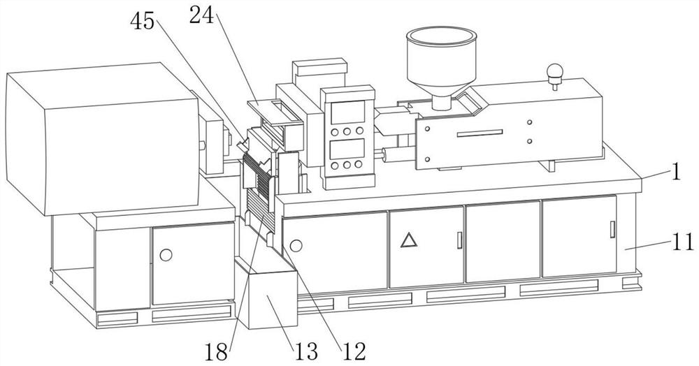 Discharging equipment for injection molding and processing technology