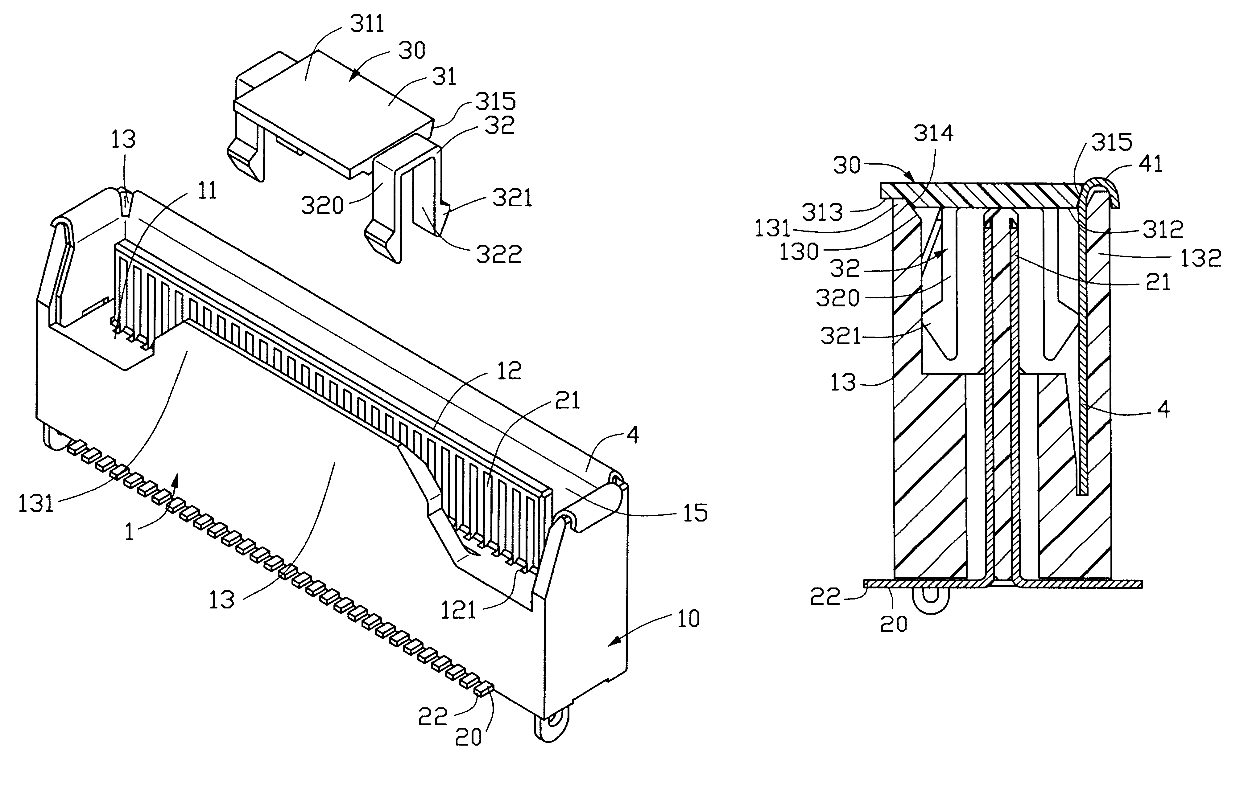 Electrical connector with releasable pick-up device