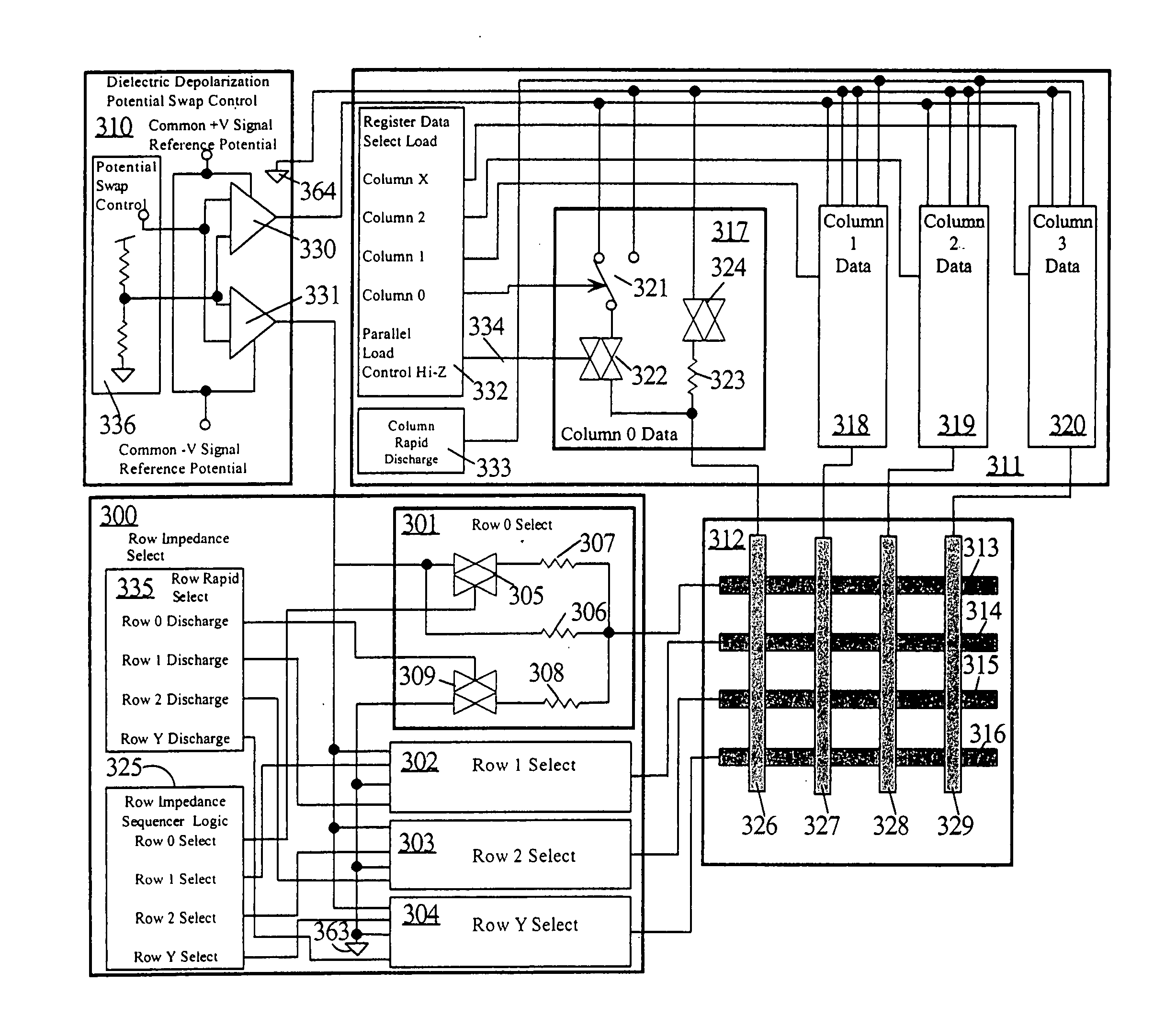 Simple matrix addressing in a display