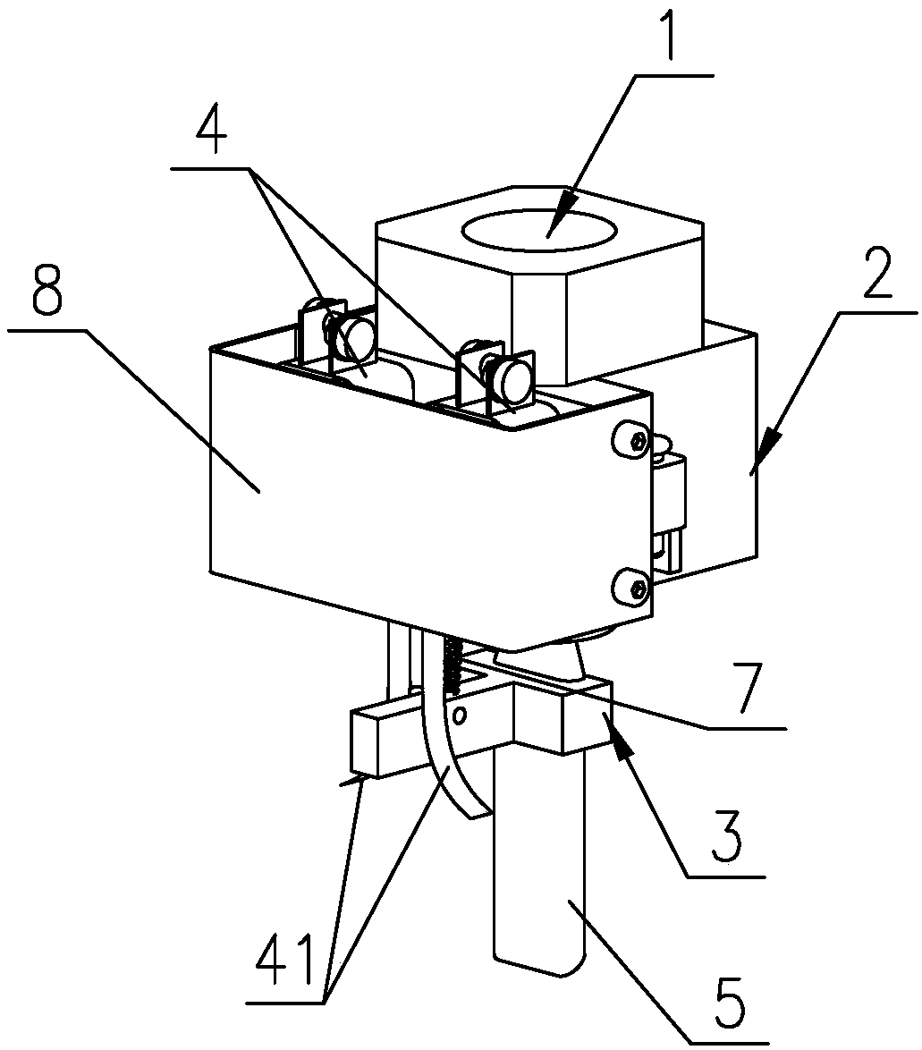 An automatic detection device for the glue head of a frame gluing machine